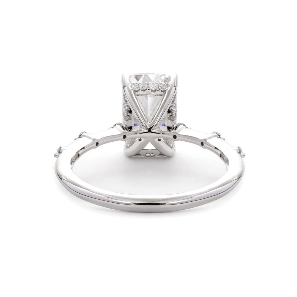 14K White Gold 3.5ct Radiant Cut Lab Diamond Hidden Halo Ring - FIORESE JEWELRY