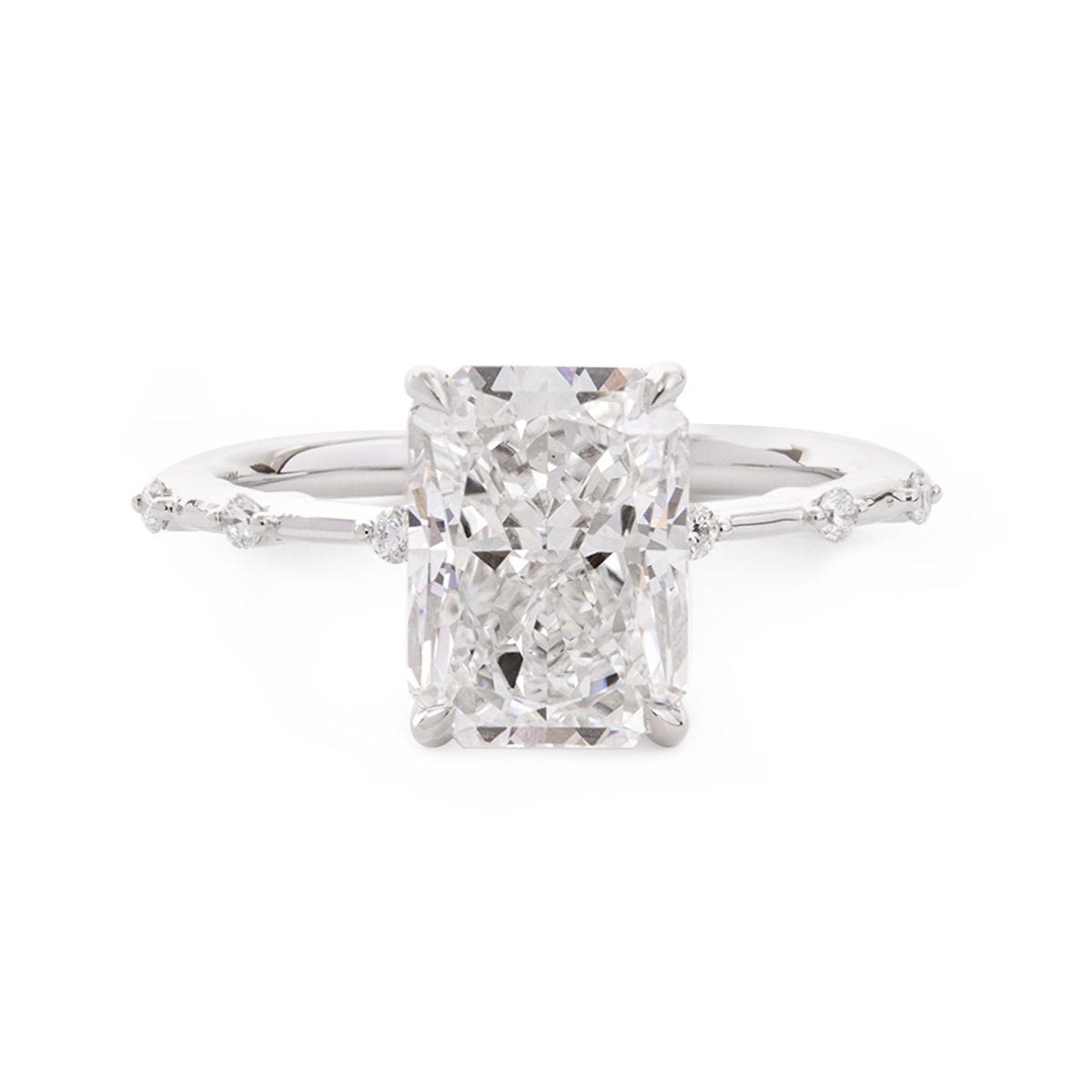 14K White Gold 3.5ct Radiant Cut Lab Diamond Hidden Halo Ring - FIORESE JEWELRY