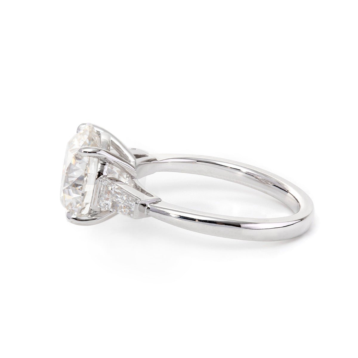 14K White Gold 4ct Round Cut Lab Diamond Tapered Three-stone Ring