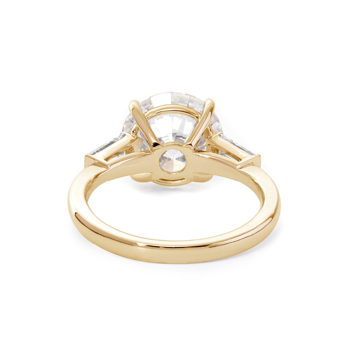 14K White Gold 4ct Round Cut Lab Diamond Tapered Three-stone Ring