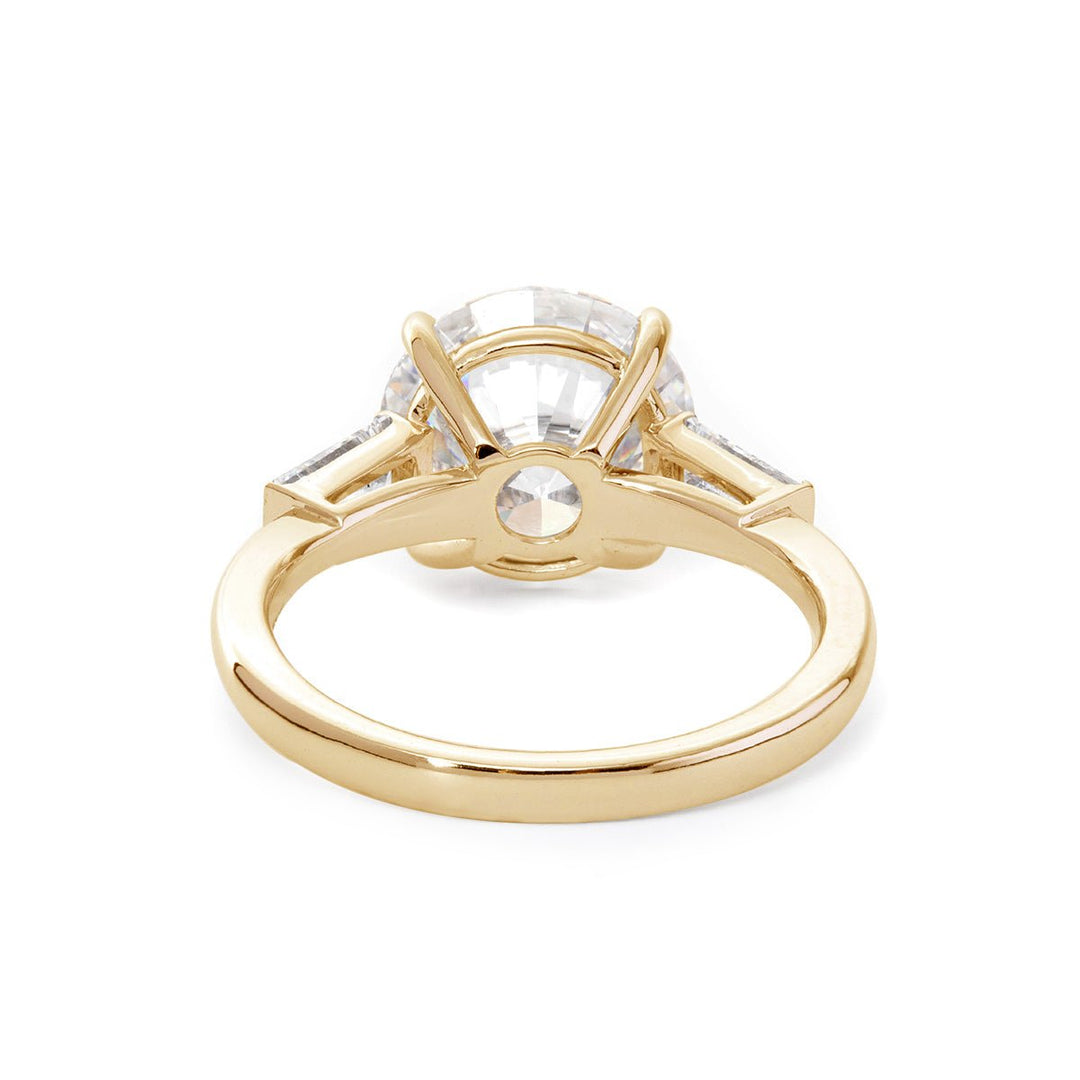 14K White Gold 4ct Round Cut Lab Diamond Tapered Three - stone Ring - FIORESE JEWELRY