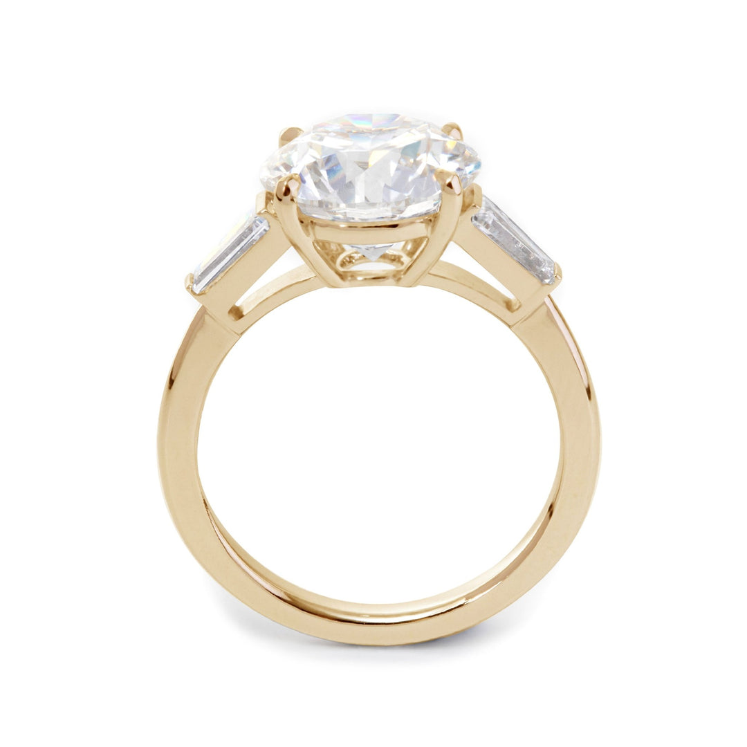 14K White Gold 4ct Round Cut Lab Diamond Tapered Three - stone Ring - FIORESE JEWELRY