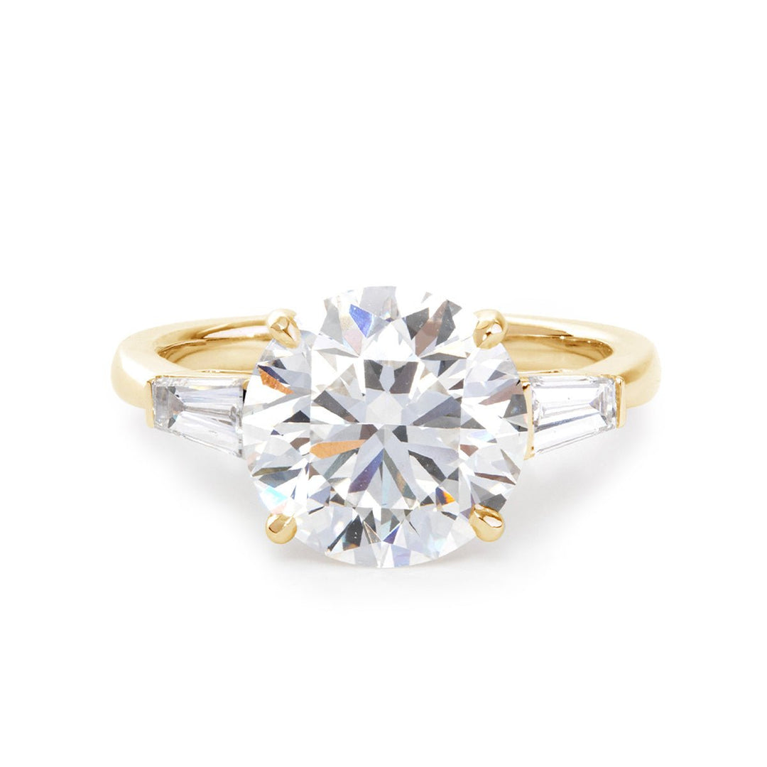 14K White Gold 4ct Round Cut Lab Diamond Tapered Three - stone Ring - FIORESE JEWELRY