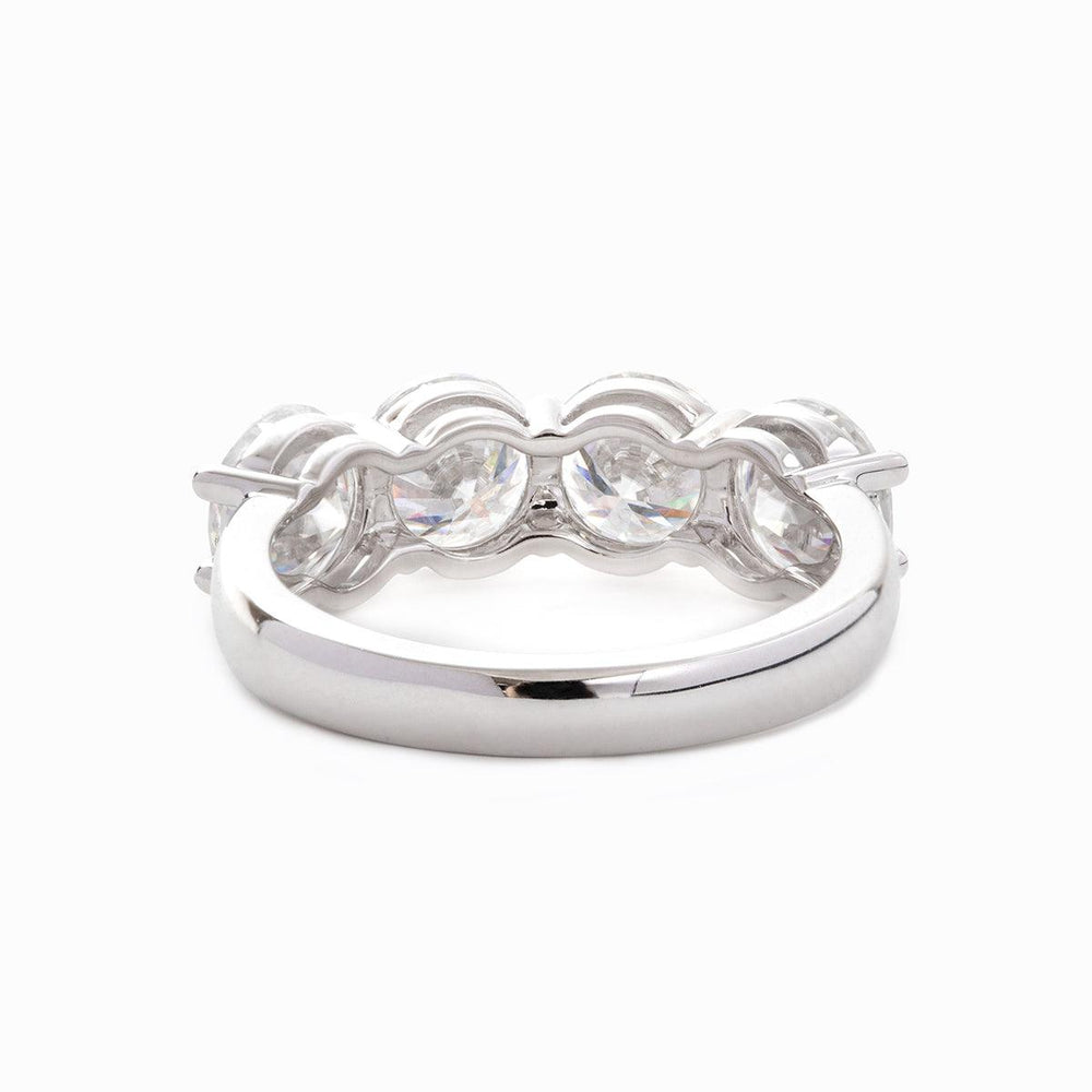 14K White Gold Gothic Wedding Rings – 4ct Moissanite 4 - Stone Design - FIORESE JEWELRY