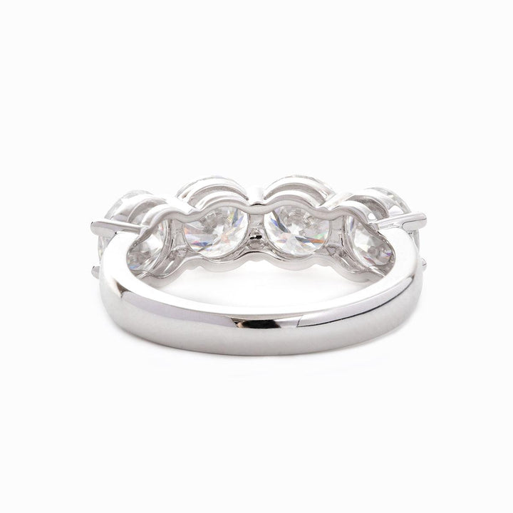 14K White Gold Gothic Wedding Rings – 4ct Moissanite 4 - Stone Design - FIORESE JEWELRY