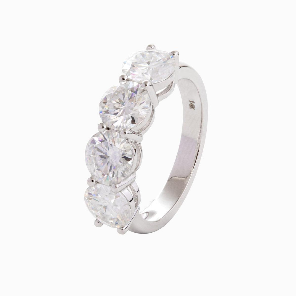 14K White Gold Gothic Wedding Rings – 4ct Moissanite 4 - Stone Design - FIORESE JEWELRY
