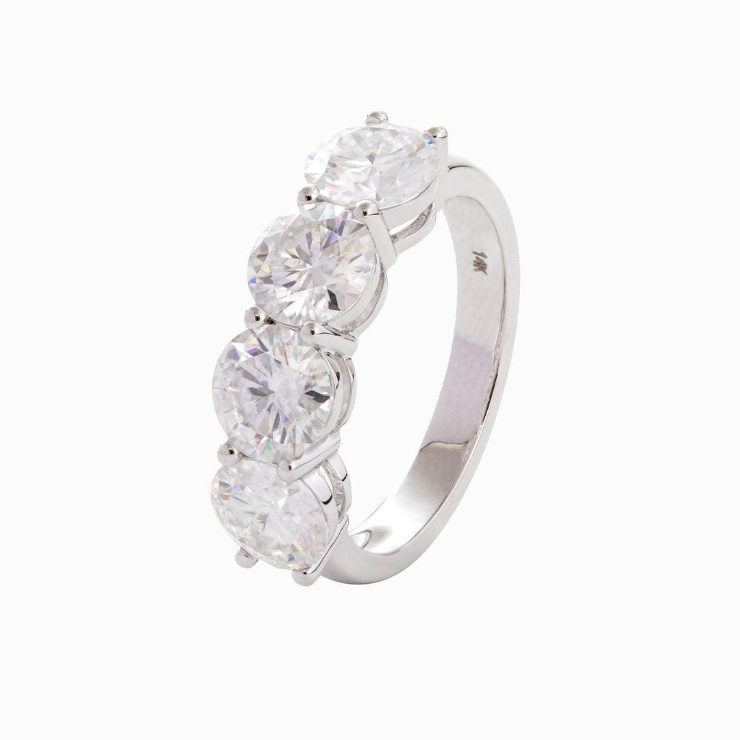 14K White Gold Gothic Wedding Rings – 4ct Moissanite 4 - Stone Design - FIORESE JEWELRY