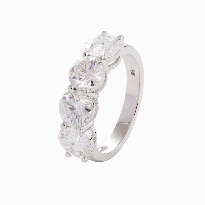 14K White Gold Gothic Wedding Rings – 4ct Moissanite 4 - Stone Design - FIORESE JEWELRY