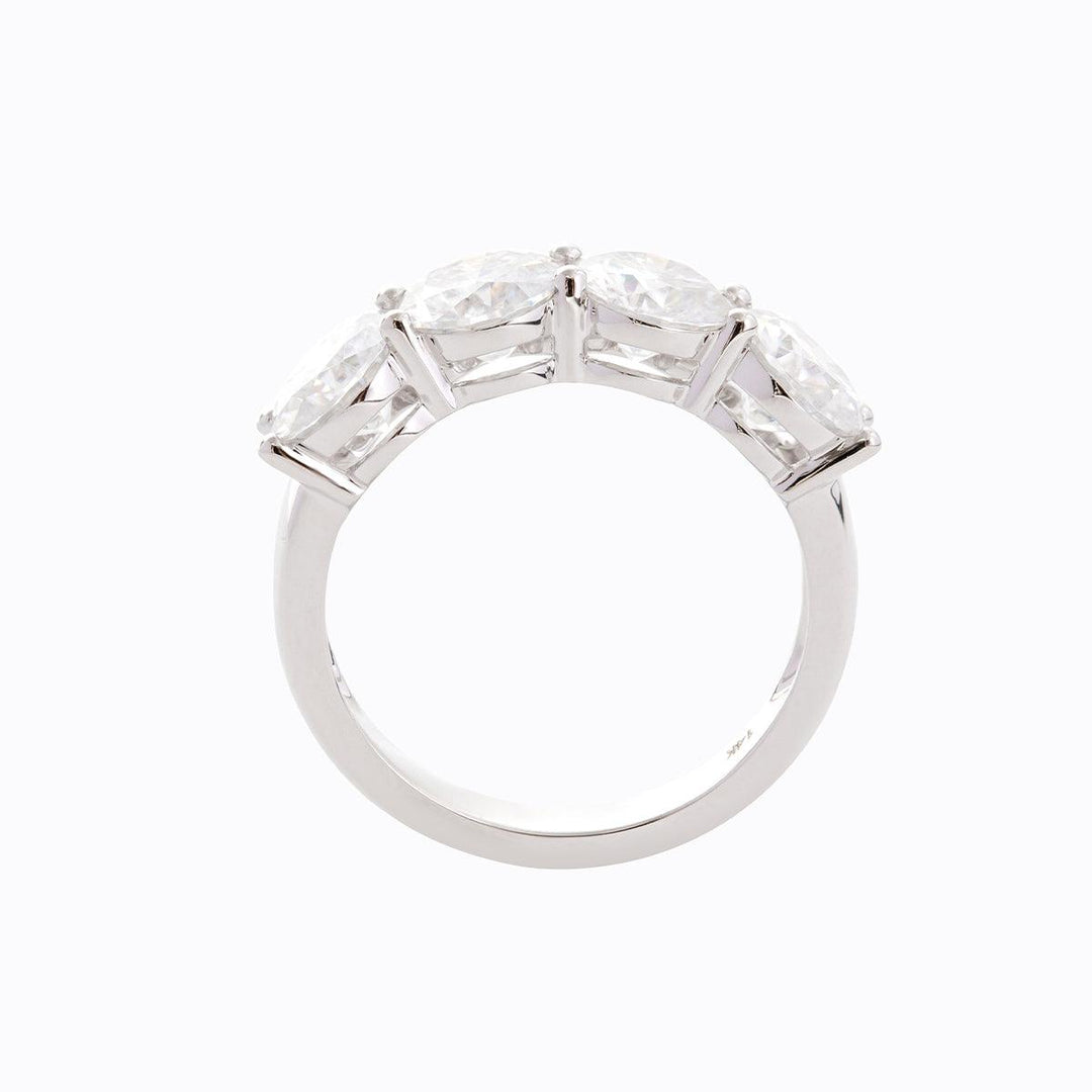 14K White Gold Gothic Wedding Rings – 4ct Moissanite 4 - Stone Design - FIORESE JEWELRY