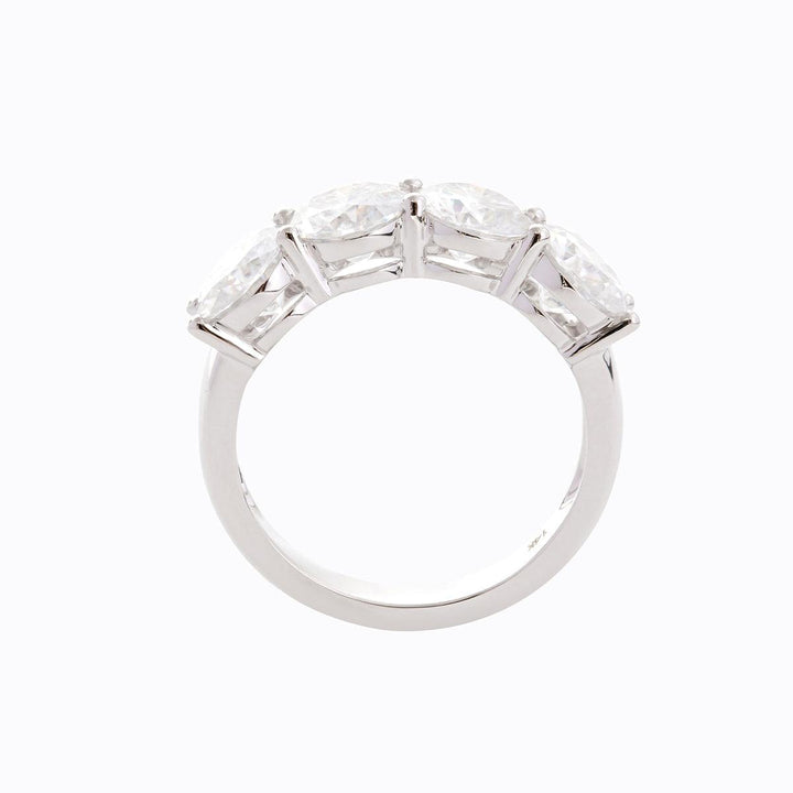 14K White Gold Gothic Wedding Rings – 4ct Moissanite 4 - Stone Design - FIORESE JEWELRY