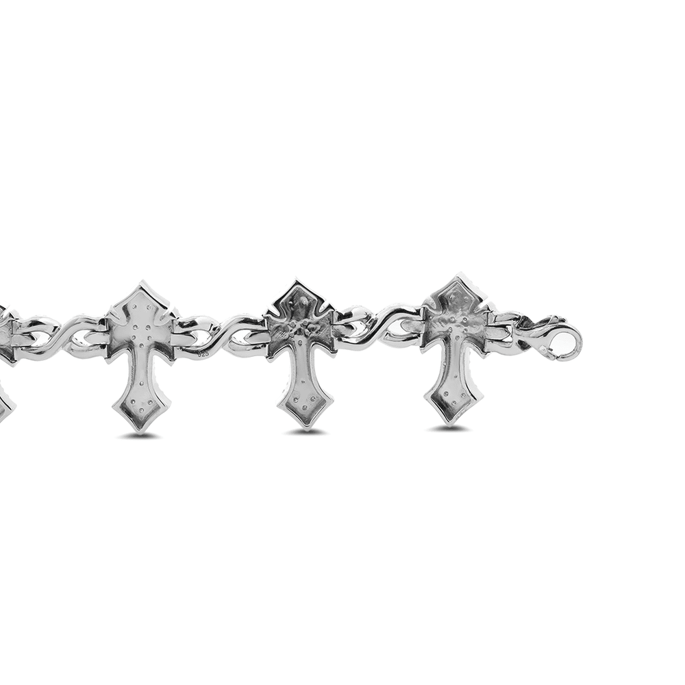 14K White Gold Knight' s Faith Pavé Lab Diamond Bracelet - FIORESE JEWELRY