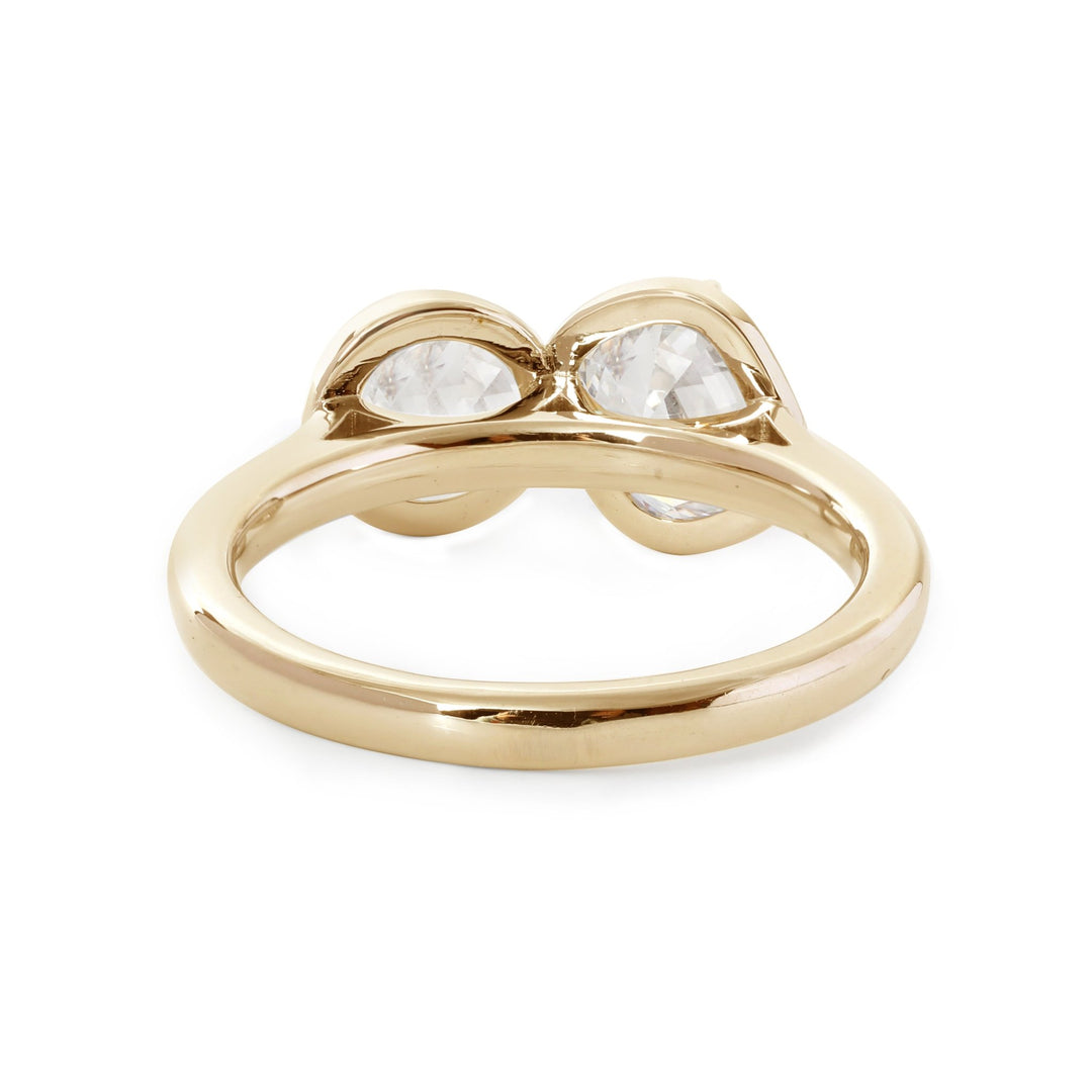 14K White Gold Old Mine Cut and Old Europen Cut Lab Diamond Toi et Moi Ring - FIORESE JEWELRY