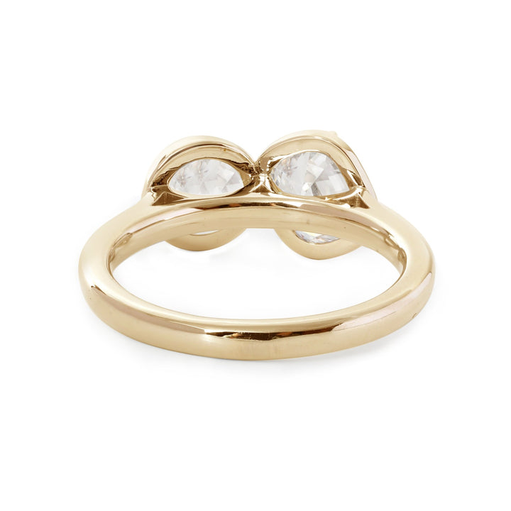 14K White Gold Old Mine Cut and Old Europen Cut Lab Diamond Toi et Moi Ring - FIORESE JEWELRY