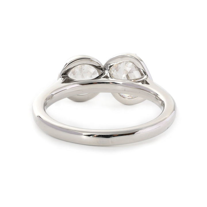14K White Gold Old Mine Cut and Old Europen Cut Lab Diamond Toi et Moi Ring - FIORESE JEWELRY