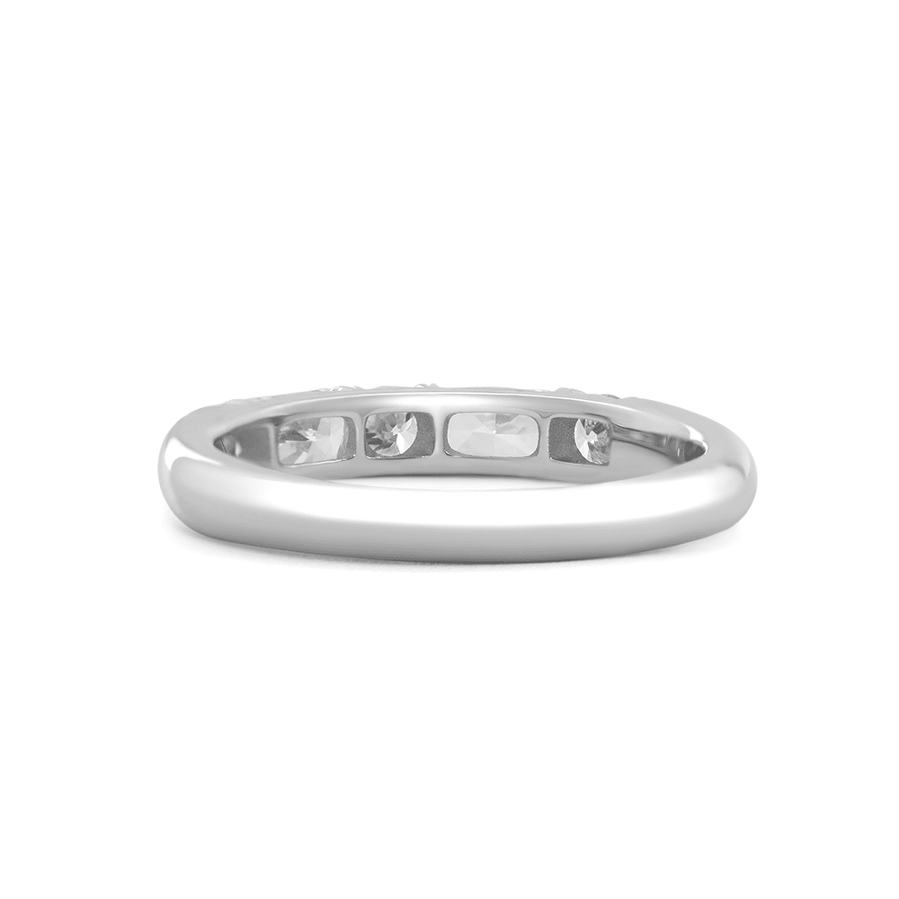 14K White Gold Round and Radiant Cut Lab Diamond 5 Stone Half Eternity Ring - FIORESE JEWELRY