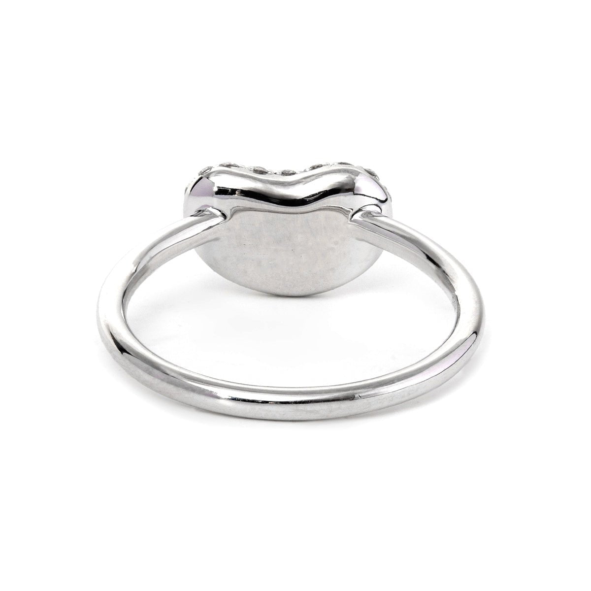 14K White Gold Round Brilliant Cut Lab Diamond  Bean Shape Pave Ring - Nature-Inspired Design