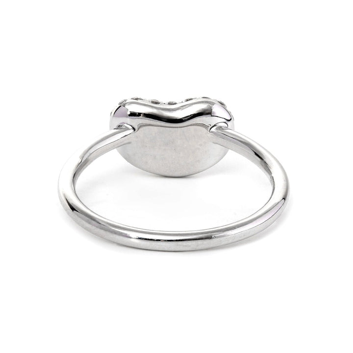 14K White Gold Round Brilliant Cut Lab Diamond Bean Shape Pave Ring - Nature - Inspired Design - FIORESE JEWELRY