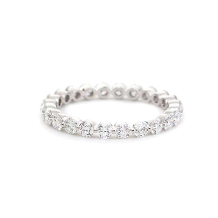 14K White Gold Round Cut Lab Diamond Eternity Ring - FIORESE JEWELRY
