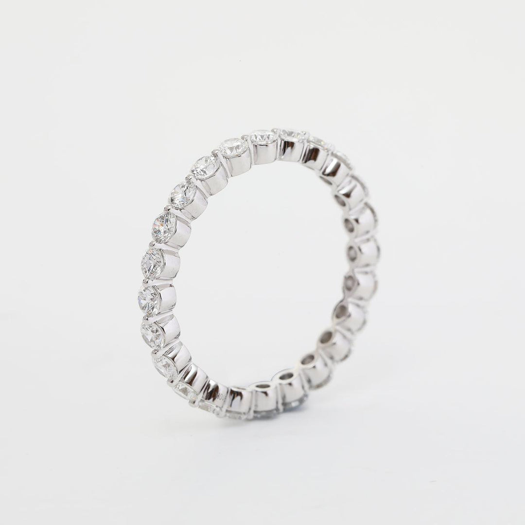 14K White Gold Round Cut Lab Diamond Eternity Ring - FIORESE JEWELRY