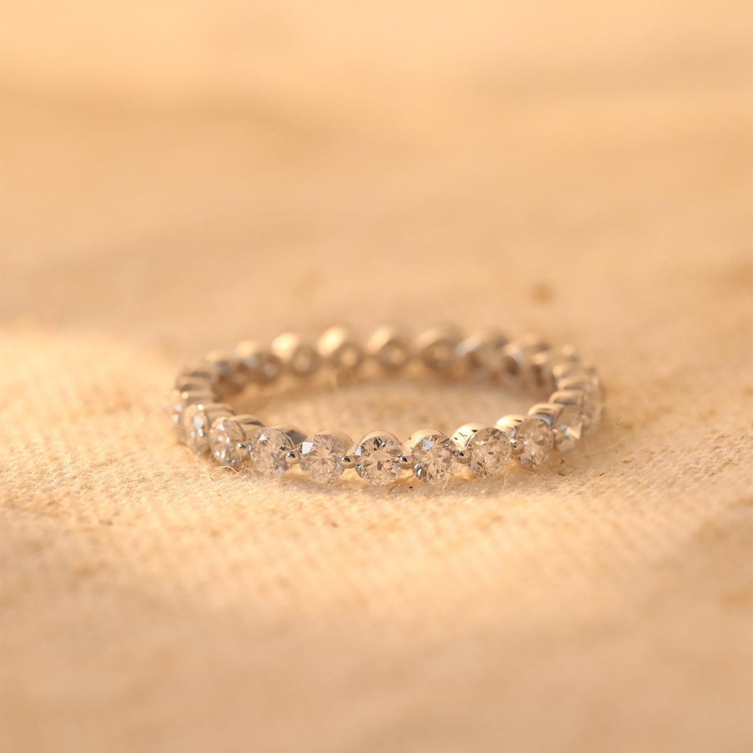 14K White Gold Round Cut Lab Diamond Eternity Ring - FIORESE JEWELRY