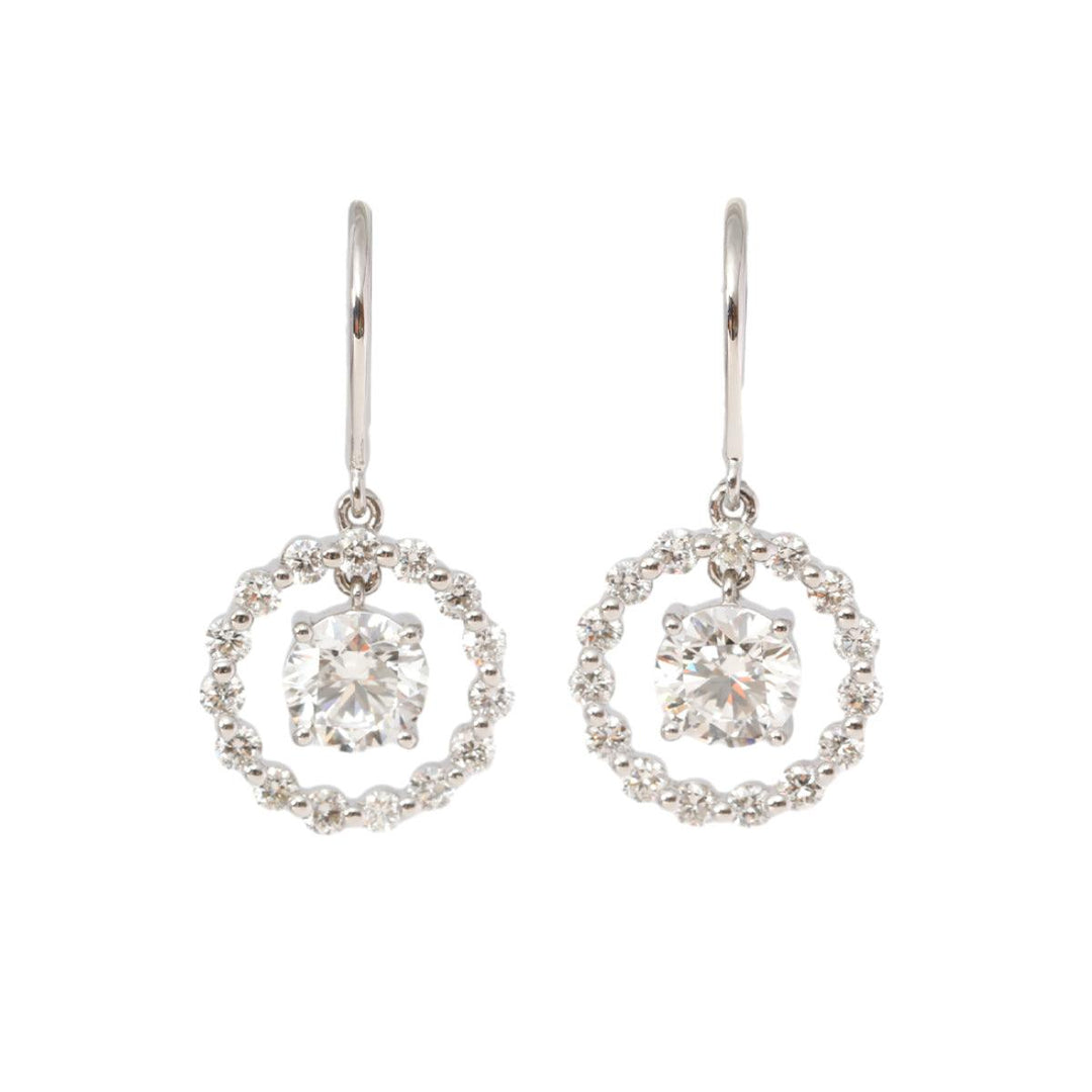 14K White Gold Round Cut Lab Diamond Hook Earrings - FIORESE JEWELRY