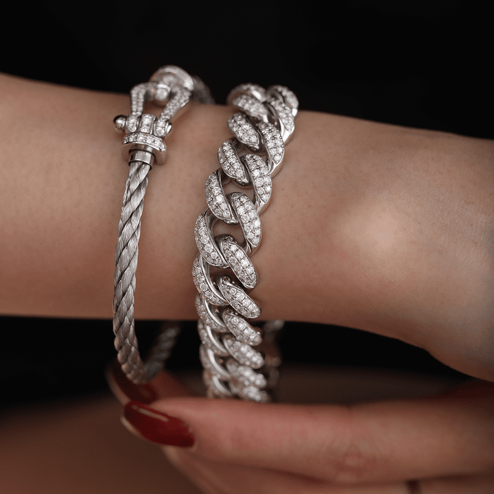 14K White Gold Round Lab Diamond Force Bracelet - FIORESE JEWELRY