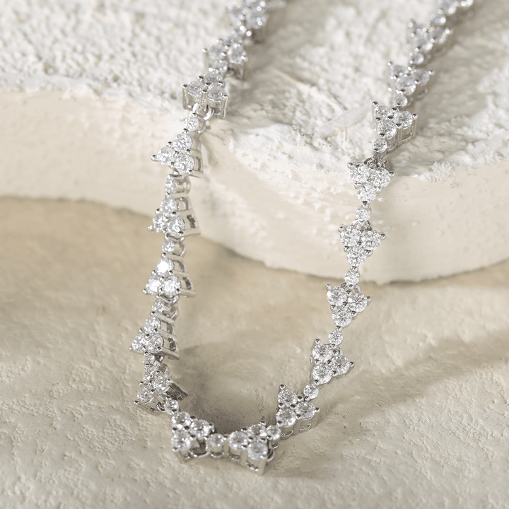 14K White Gold Round Lab Dimaond Cluster Bracelet - FIORESE JEWELRY