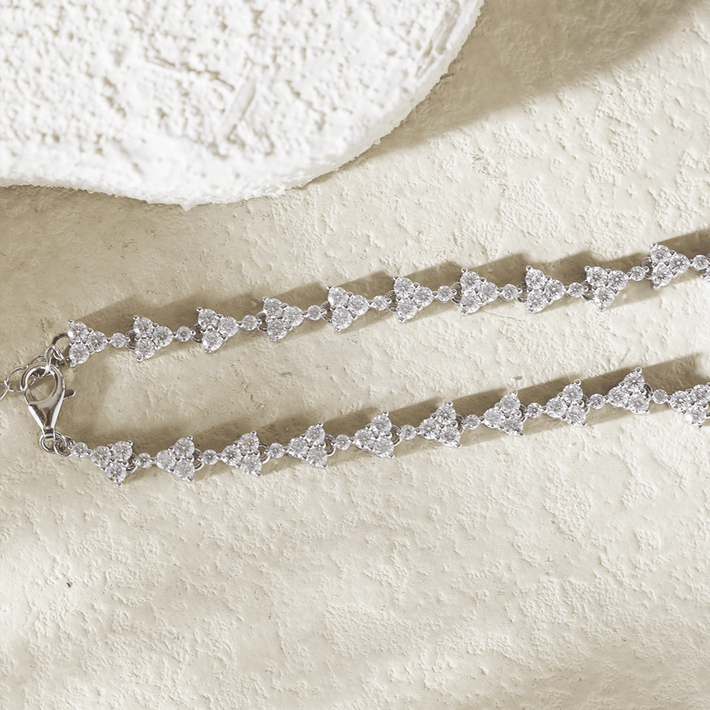 14K White Gold Round Lab Dimaond Cluster Bracelet - FIORESE JEWELRY