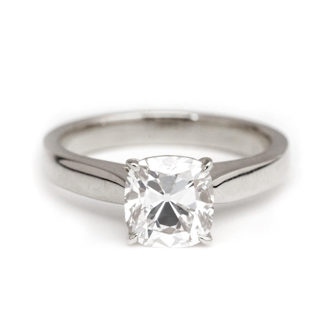 14K Yellow Gold 1.5 Carat Old Mine Cut Lab Diamond Solitaire Ring - FIORESE JEWELRY