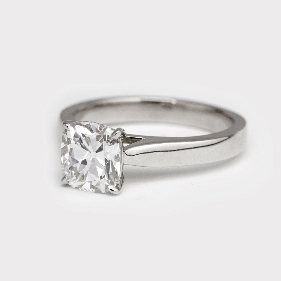 14K Yellow Gold 1.5 Carat Old Mine Cut Lab Diamond Solitaire Ring - FIORESE JEWELRY