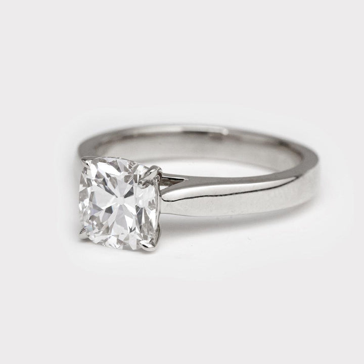 14K Yellow Gold 1.5 Carat Old Mine Cut Lab Diamond Solitaire Ring - FIORESE JEWELRY