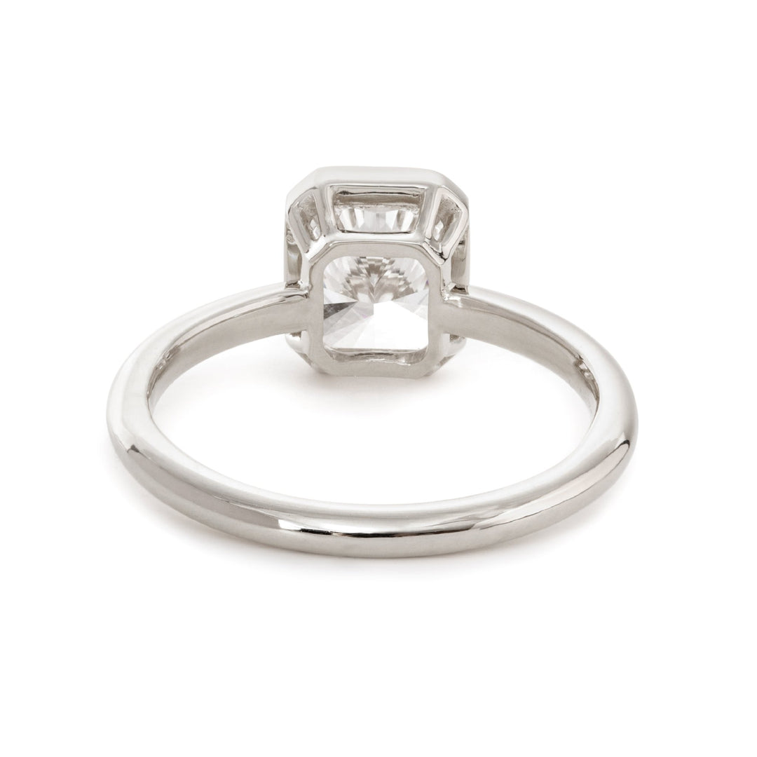 14K Yellow Gold 1.5ct Radiant Cut Lab Diamond Bezel Setting Solitaire Ring - FIORESE JEWELRY