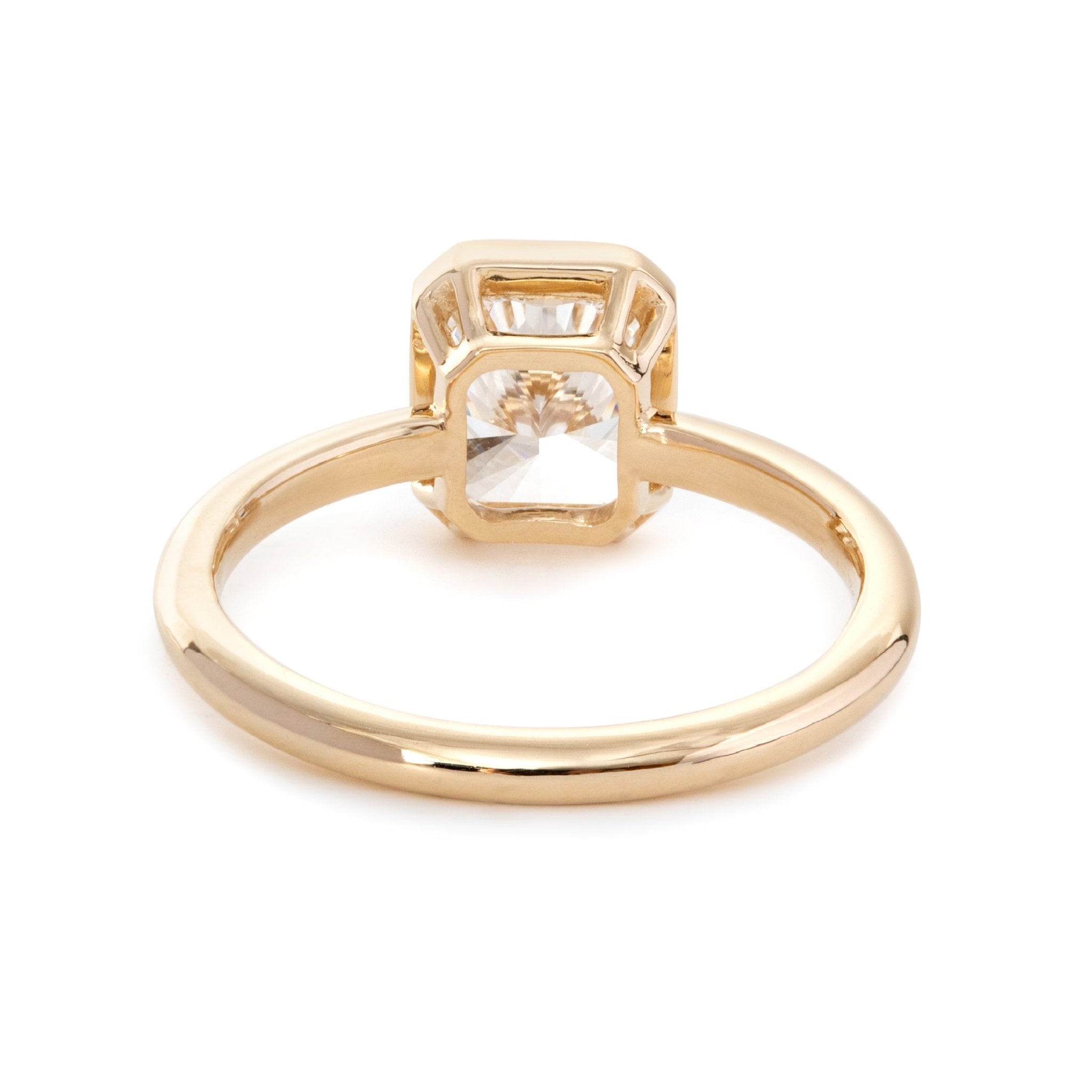14K Yellow Gold 1.5ct Radiant Cut Lab Diamond Bezel Setting Solitaire Ring