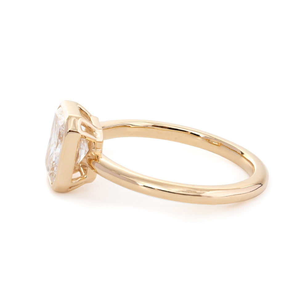 14K Yellow Gold 1.5ct Radiant Cut Lab Diamond Bezel Setting Solitaire Ring - FIORESE JEWELRY