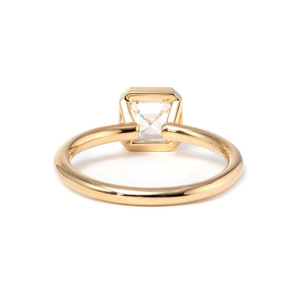 14k Yellow Gold 1ct Asscher Cut Lab Diamond Bezel Ring - FIORESE JEWELRY
