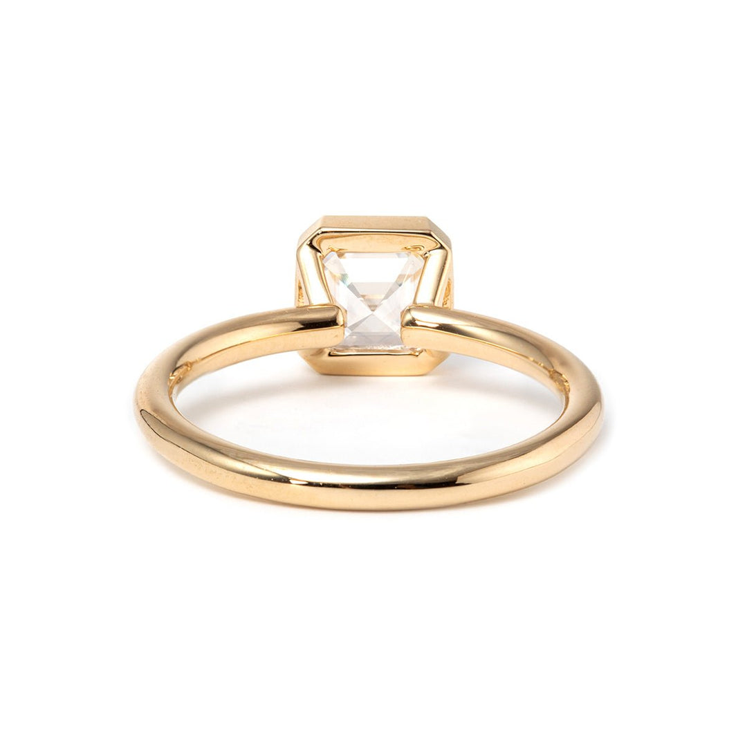 14k Yellow Gold 1ct Asscher Cut Lab Diamond Bezel Ring - FIORESE JEWELRY