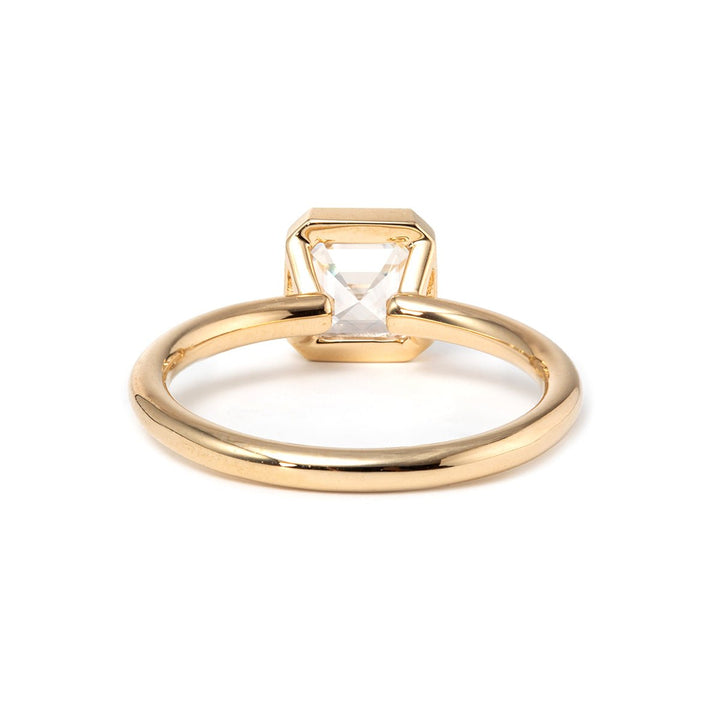14k Yellow Gold 1ct Asscher Cut Lab Diamond Bezel Ring - FIORESE JEWELRY