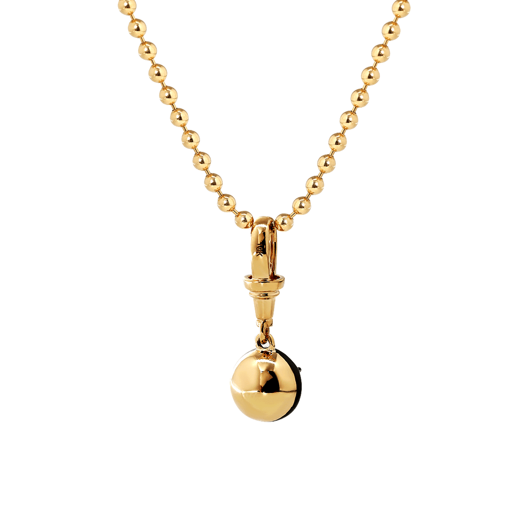 14K Yellow Gold 1ct Round Lab Diamond Pendant Necklace with Black Rhodium Plated Bezel - FIORESE JEWELRY