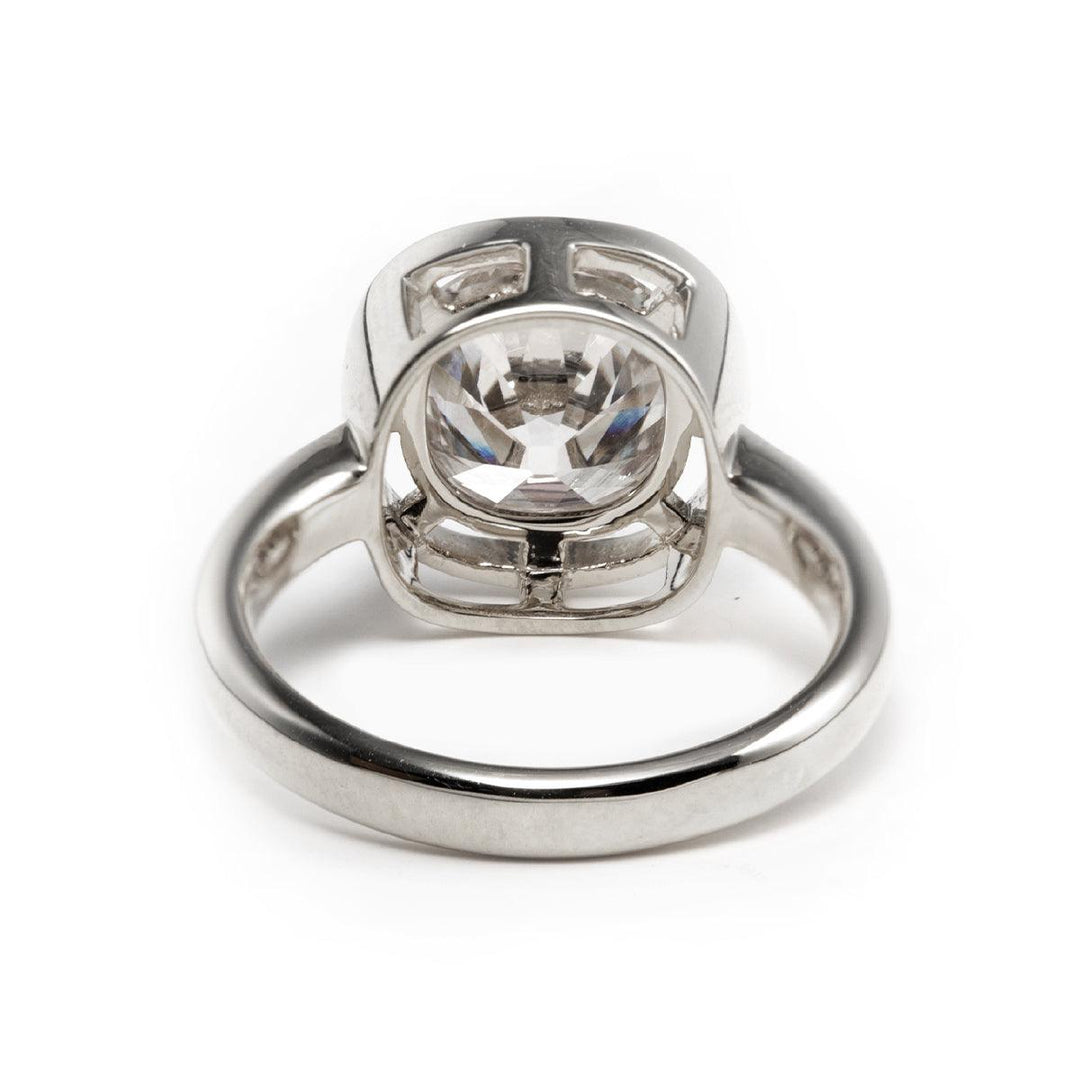 14K Yellow Gold 2.5ct Antique Old Mine Cut Diamond Basket Setting Ring with Smooth Ring Cut Design - FIORESE JEWELRY