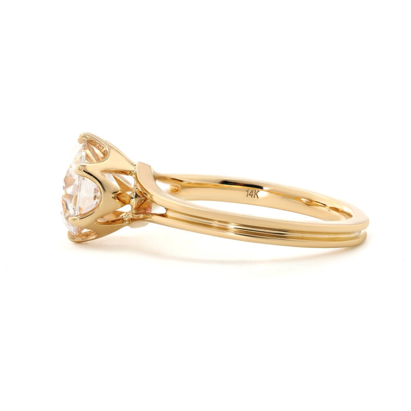 14K Yellow Gold 2.5ct Old European Cut Lab Diamond 6 Claw Prong Crown Basket Solitaire Ring - FIORESE JEWELRY