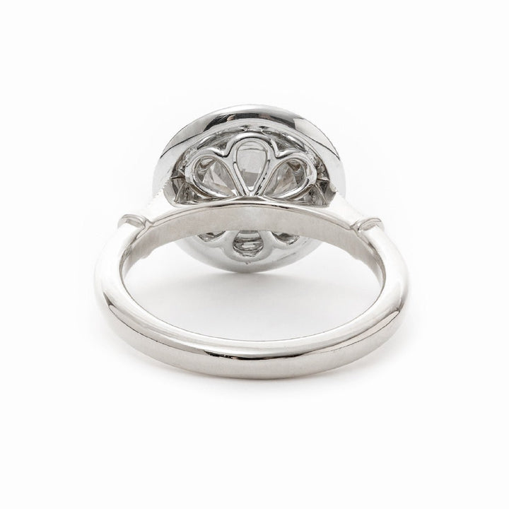 14K Yellow Gold 2ct Old European Cut Lab Diamond Miillegrain Vintage Ring with a 14K White Gold Round Diamond Halo - FIORESE JEWELRY