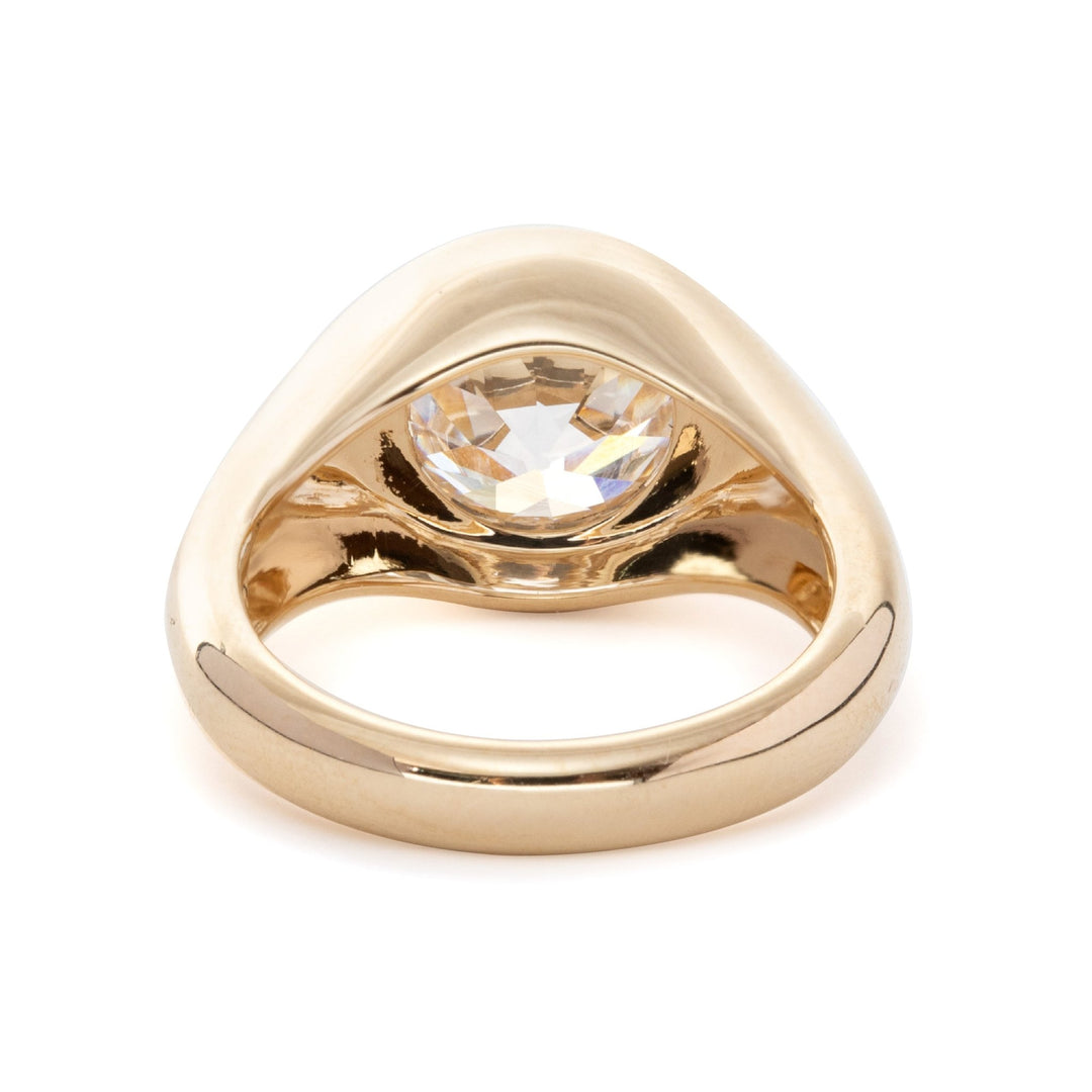 14K Yellow Gold 3.5ct Old European Cut Antique Lab Diamond Bezel Tapered Band Solitaire Ring - FIORESE JEWELRY