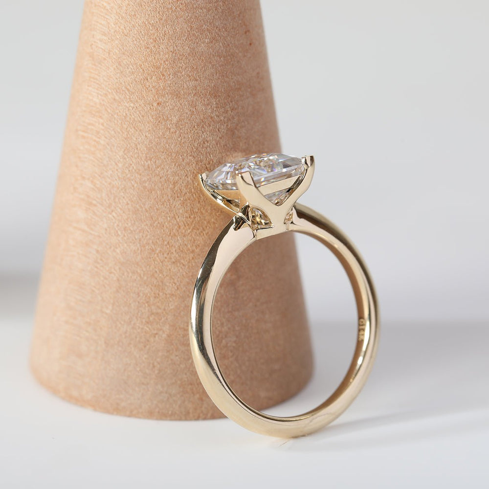 14K Yellow Gold 3ct Princess Cut Lab Diamond Solitaire Ring - FIORESE JEWELRY