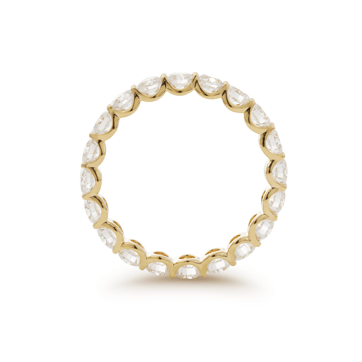 14K Yellow Gold 3mm Round Lab Diamond Shared Prong U-shaped Setting Eternity Ring