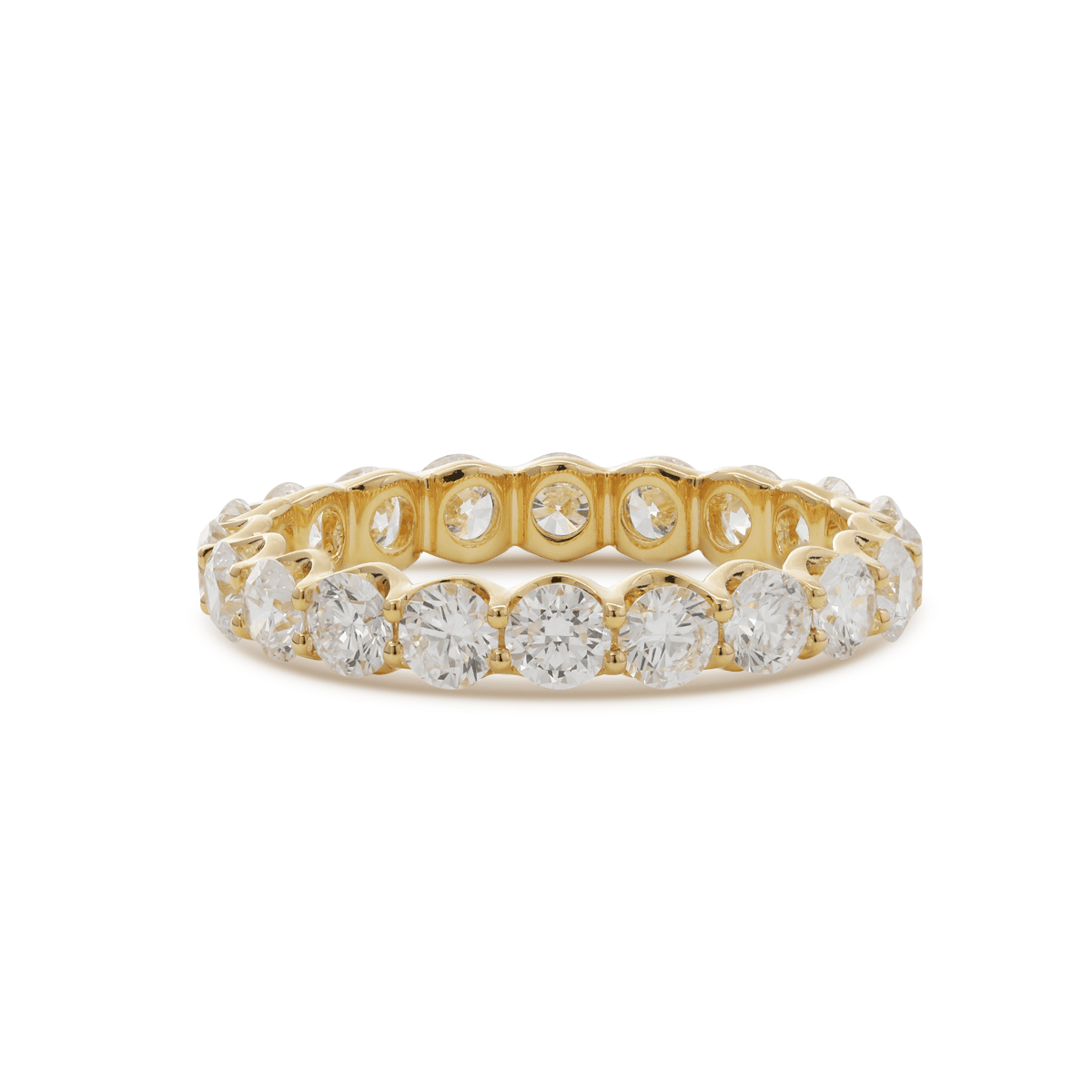 14K Yellow Gold 3mm Round Lab Diamond Shared Prong U - shaped Setting Eternity Ring - FIORESE JEWELRY