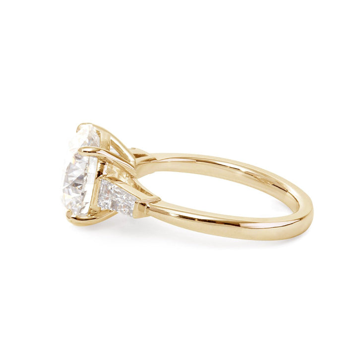 14K Yellow Gold 4ct Old European Cut Lab Diamond Tapered Three - stone Ring - FIORESE JEWELRY