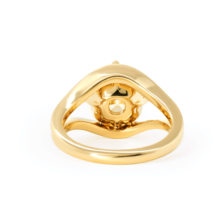 14K Yellow Gold 4ct Old Mine Cut Yellow Lab Diamond 4 Claw Prongs Solitaire Ring with Split Band Design - FIORESE JEWELRY
