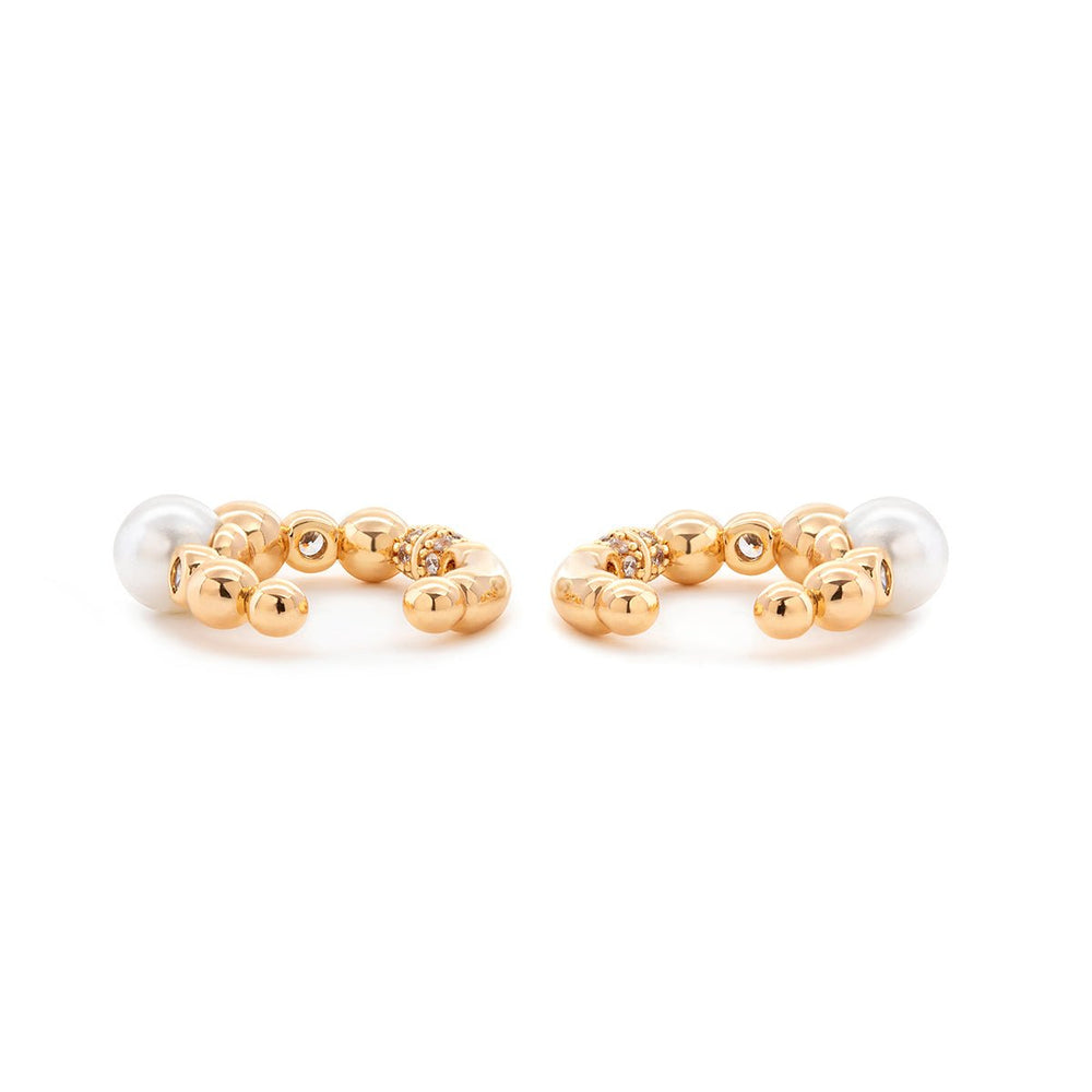 14K Yellow Gold 5mm Fresh - water Pearl Boho - Style Open Ear Cuff - FIORESE JEWELRY