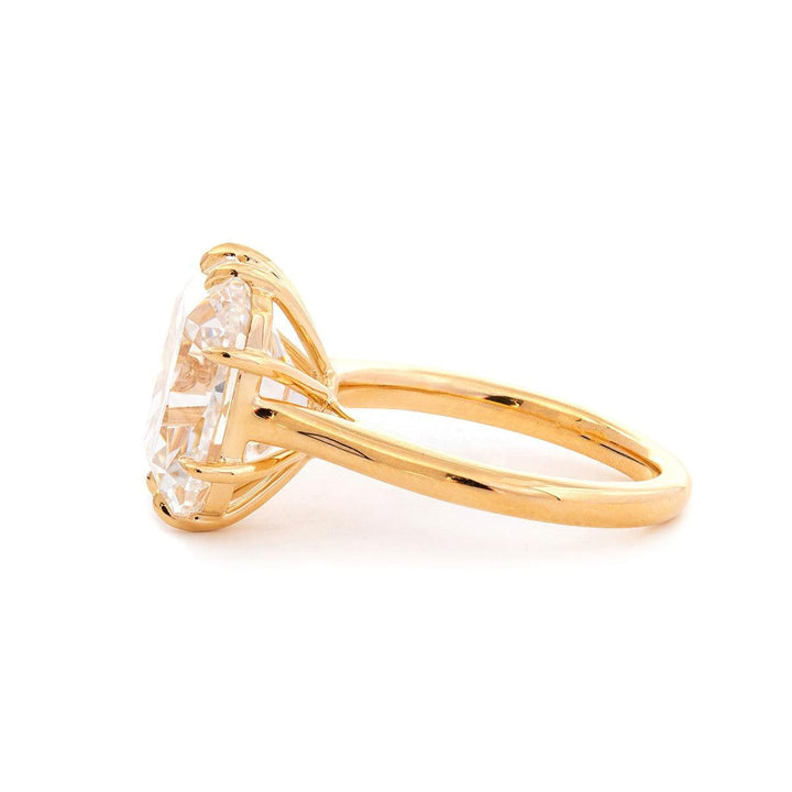 14k Yellow Gold 6.5 Carat Old Mine Cut Lab Diamond Prong Setting Vintage Solitaire Ring - FIORESE JEWELRY