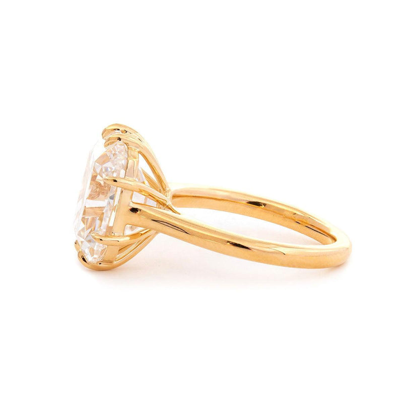 14k Yellow Gold 6.5 Carat Old Mine Cut Lab Diamond Prong Setting Vintage Solitaire Ring - FIORESE JEWELRY